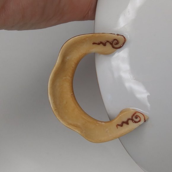 Vintage Hand Painted Nippon Morimura pedestal bowl with two handles and Moriage - Picture 12 of 16